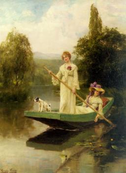 Henry John Yeend King : Two Ladies Punting On The River